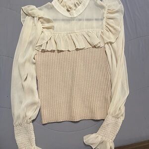 Elegant Cream Ruffle Blouse
